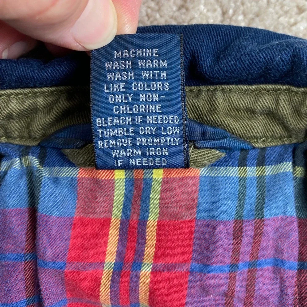 Polo Ralph Lauren Toddler Navy Blue Plaid Lined Harrington Jacket 12M Red Pony